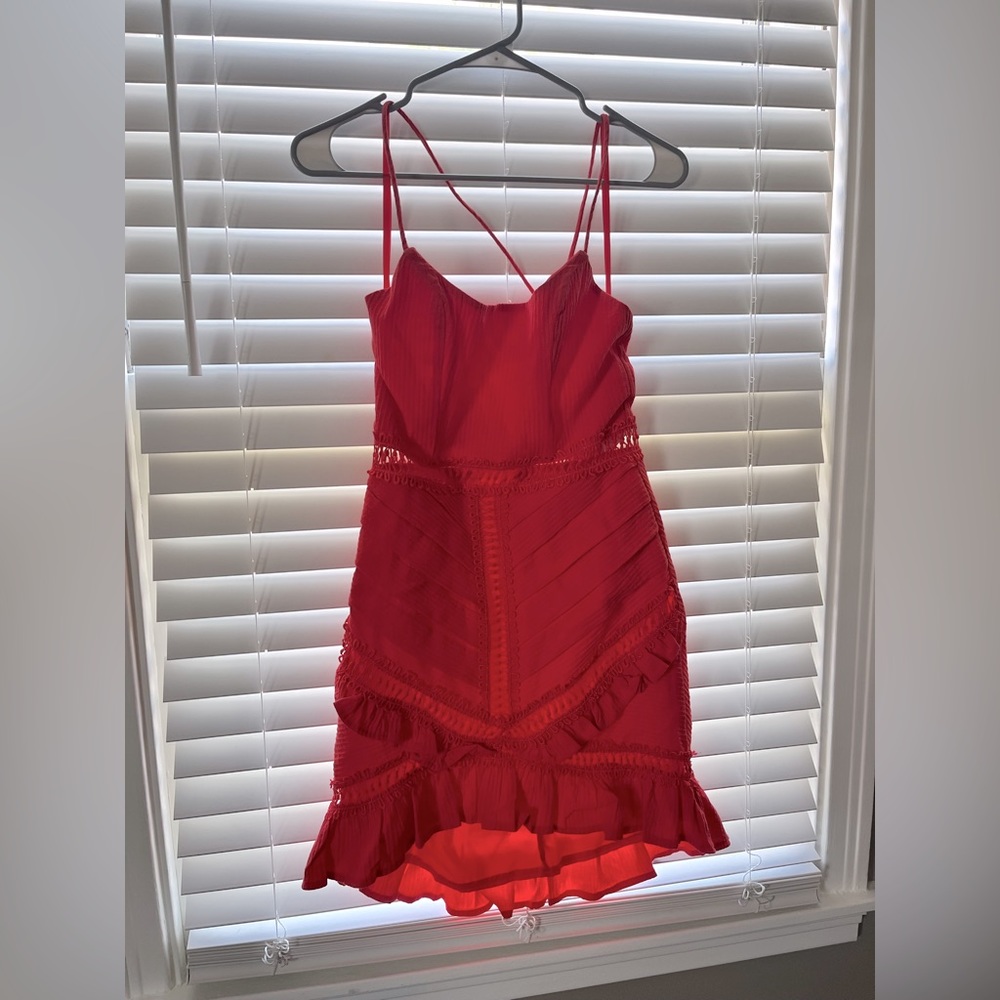 BRAND NEW, tags on, red mini dress, zipper with adjustable cross back straps